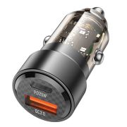 Адаптер Автомобильный - Borofone BZ20, 1USB/1USB-C/QC3.0/PD20W чёрный