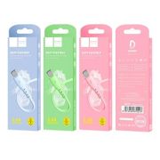 Кабель USB - Lightning VDenmenv D07L, 2.4A, 1м, силиконовый зелёный