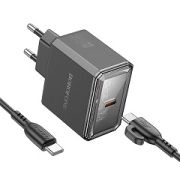 Адаптер Сетевой с кабелем Type-C/Type-C - Borofone BAS31A, 1USB-C/PD35W чёрный