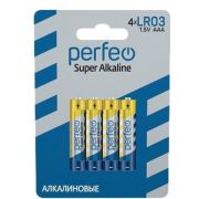 Батарейка AAA, LR03 - Perfeo LR03 4BL Super Alkaline 4BL 4/120/960
