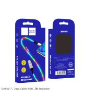 Кабель USB - Lightning VDenmenv D25L, 2.4A, 1м, светящийся синий