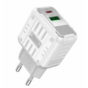 Адаптер Сетевой - Hoco C135A, 1USB/1USB-C/QC3.0/PD20W белый