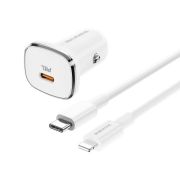 Адаптер Автомобильный с кабелем Lightning/Type-C - Borofone BZ12B, 1USB-C/PD18W белый