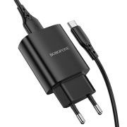 Адаптер Сетевой с кабелем Type-C/USB - Borofone BN1, 1USB/2.1A чёрный
