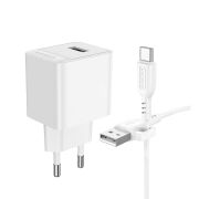 Адаптер Сетевой с кабелем Type-C/USB - Borofone BAS11A, 1USB/2.1A/10.5W белый