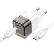 Адаптер Сетевой с кабелем Type-C/Type-C - Hoco C125A, 1USB-C/QC3.0/PD20W чёрный