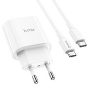 Адаптер Сетевой с кабелем Type-C/Type-C - Hoco C94A, 1USB-C/PD20W белый