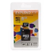 Карта памяти 8GB - Exployd карта памяти microSDHC сlass 10 с адаптером