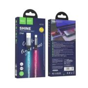 Кабель USB - Lightning Hoco U112, 2.4A, 1.2м, светящийся, серый