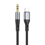 Аудиокабель - Кабель AUX 3.5 (m) - Lightning (m) адаптер Hoco UPA22 силикон чёрный