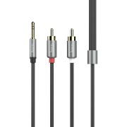 Аудиокабель - Кабель 2RCA (m) - AUX 3.5 (m) 1.5м Hoco UPA10 метал.серый