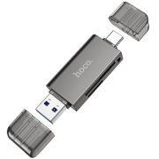 Картридер Hoco HB39 USB3.0/Type-C/MicroSD/SD металлик