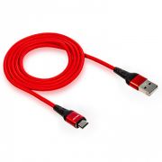 Кабель USB - MicroUSB Walker C970, 3.3A, 1м, магнитный, индикатор, красный