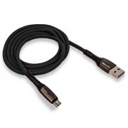 Кабель USB - MicroUSB Walker C920, 3.1A, 1м, текстиль, поддержка QC3.0, индикатор, чёрный