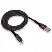 Кабель USB - Lightning Walker C920, 3.1A, 1м, текстиль, поддержка QC3.0, индикатор, серый