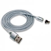 Кабель USB - Lightning Walker C590, 2.4A, 1м, магнитный, индикатор, серебристый