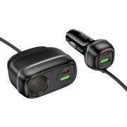 Разветвитель в прикуриватель авто - Hoco Z59A, 1 выход/2USB/2USB-C/12-24V/3A,