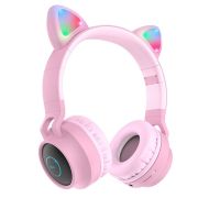 Наушники беспроводные полноразмерные Hoco W27 Cat Ear розовые