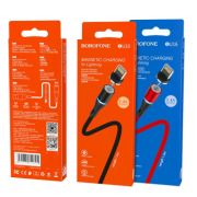 Кабель USB - Lightning Borofone BU16, 2.4A, 1.2м, магнитный, индикатор, чёрный