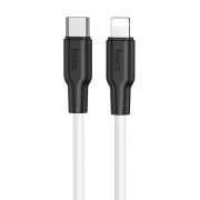 Кабель Type-C - Lightning Hoco X21 Plus, 3A/PD20W, 1м, чёрный/белый