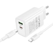 Адаптер Сетевой с кабелем Type-C/Type-C - Borofone BA87A, 1USB/1USB-C/QC3.0/PD65W белый