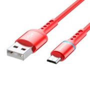 Кабель USB - MicroUSB Borofone BU33, 2.4A, 1.2м, подсветка коннектора, красный
