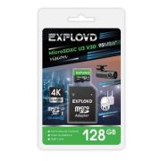 Карта памяти 128GB - Exployd карта памяти microSDHC сlass 10 с адаптером UHS-1 U3 V30 Vision