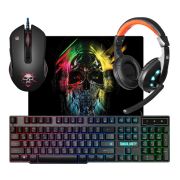 Клавиатура Defender Singularity MKP-118 проводная + мышь + коврик + гарнитура набор игровой чёрный