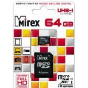 Карта памяти 64GB - Mirex карта памяти microSDHC сlass 10 с адаптером UHS-I