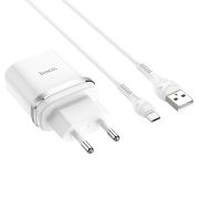 Адаптер Сетевой с кабелем Micro USB - Hoco C12Q, 1USB/3A/QC3.0/18W белый