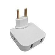 Переходник сетевой в розетку Walker WH-04 поворотный плоский белый 2хEU-разъем 2хUSB (1А) - 3 шт.