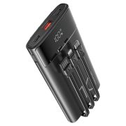 Аккумулятор внешний 10000 mAh  Walker WB-615, QC3.0/PD20W встроен.кабели чёрный