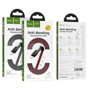 Кабель USB - Lightning Hoco U70, 2.4A, 1.2м, серый