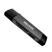 Картридер Walker WCD-83 (SD/micro SD/USB) Type-C-USB металл серый