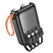 Аккумулятор внешний 10000 mAh Borofone BJ60 + встр. кабели чёрный