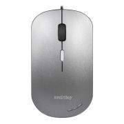 Мышь проводная Smartbuy 288-LG бесшумная с подсветкой серая металлик