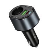 Адаптер Автомобильный - Hoco Z56, 1USB/1USB-C/QC3.0/PD35W +1 гнездо в прикуриватель чёрный