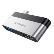 Переходник Type-C (m) - HDMI (f) Borofone DH2 чёрный/серебристый +USB3.0