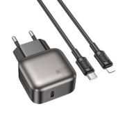 Адаптер Сетевой с кабелем Lightning/Type-C - Borofone BAS53A, 1USB-C/PD20W чёрный