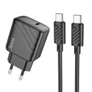 Адаптер Сетевой с кабелем Type-C/Type-C - Hoco CS22A, 1USB-C/PD30W чёрный