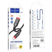 Кабель Type-C - Lightning Hoco X59, 3A/PD20W, D4.4мм, 2м, чёрный