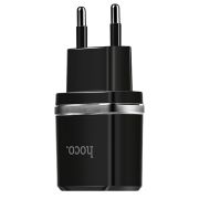Адаптер Сетевой - Hoco C12, 2USB/2.4A чёрный