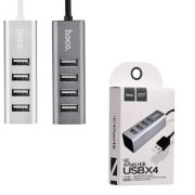 Разветвитель HUB > USB Hoco HB1 4 порта USB 2.0 кабель 80 см серый