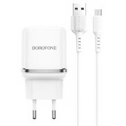 Адаптер Сетевой с кабелем Micro USB - Borofone BA36A, 1USB/3A/QC3.0/18W белый