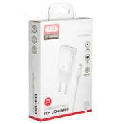 Адаптер Сетевой с кабелем Lightning/USB - X|O|Life L092C, 2USB/2.4A/12W белый