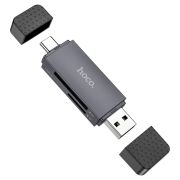Картридер Hoco HB45 USB2.0/Type-C серый (MicroSD/SD)