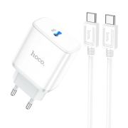 Адаптер Сетевой с кабелем Type-C/Type-C - Hoco C104A, 1USB-C/3.1A/PD20W белый