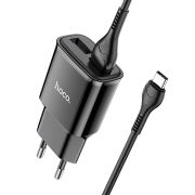 Адаптер Сетевой с кабелем Type-C/USB - Hoco C88A, 2USB/2.4A чёрный