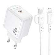Адаптер Сетевой с кабелем Lightning/Type-C - Borofone BAS43A, 1USB-C/PD30W белый