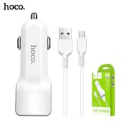 Адаптер Автомобильный с кабелем Micro USB - Hoco Z23, 2USB/2.4A белый